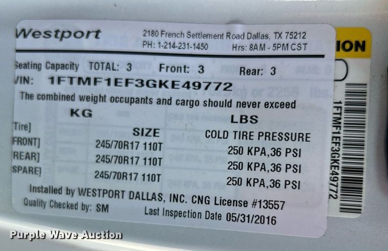 image for item LE9749 2016 Ford F150  pickup truck