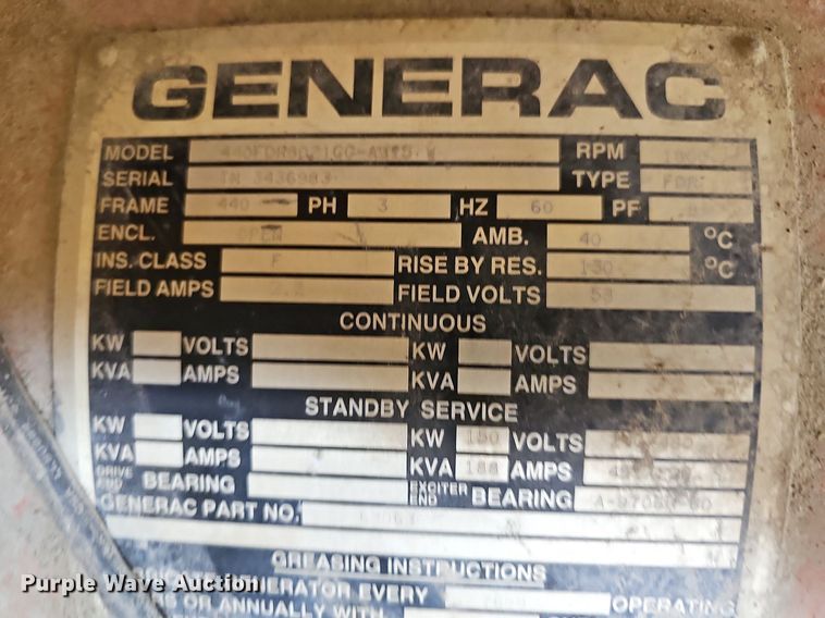 image for item LE9753 Generac 87A02574-S  generator