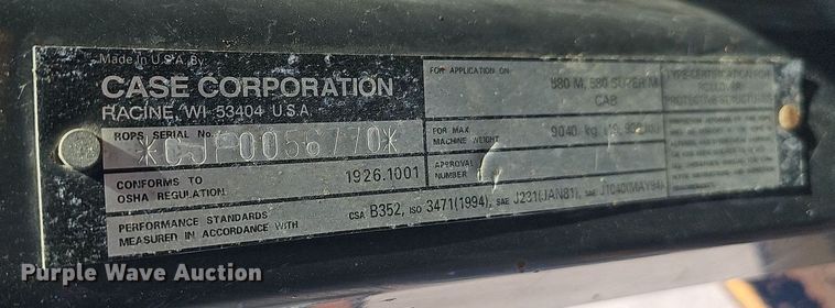 image for item LE9755 2002 Case 580M  backhoe