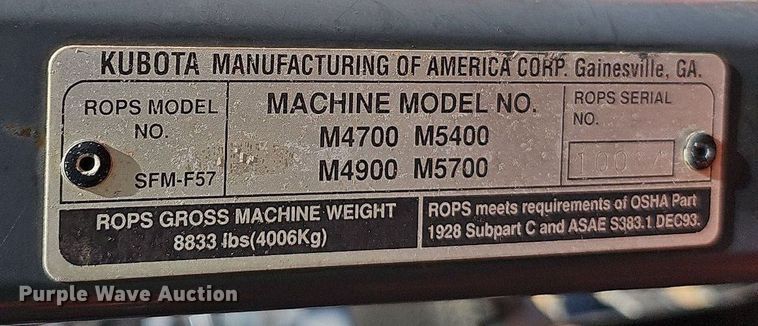 image for item LE9756 Kubota M4900  tractor