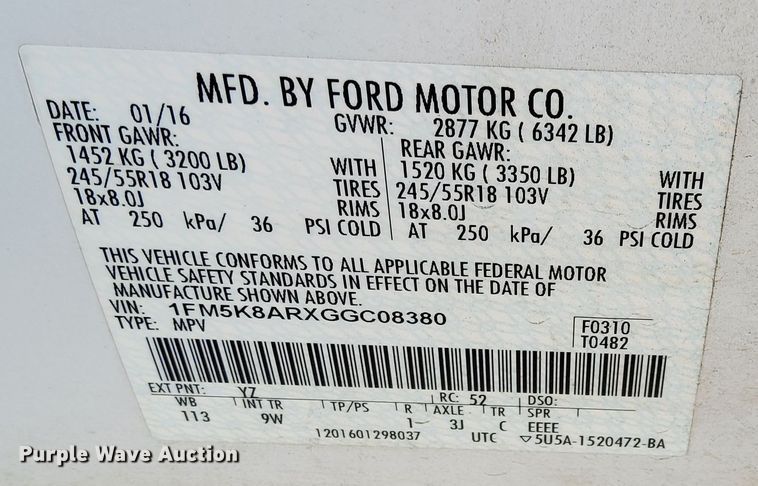 image for item LE9766 2016 Ford Explorer Police Interceptor  SUV