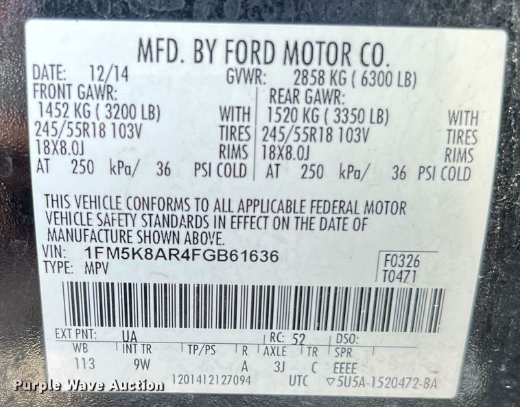 image for item LF9448 2015 Ford Explorer Police Interceptor  SUV