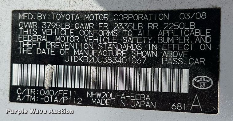 image for item LF9453 2008 Toyota Prius