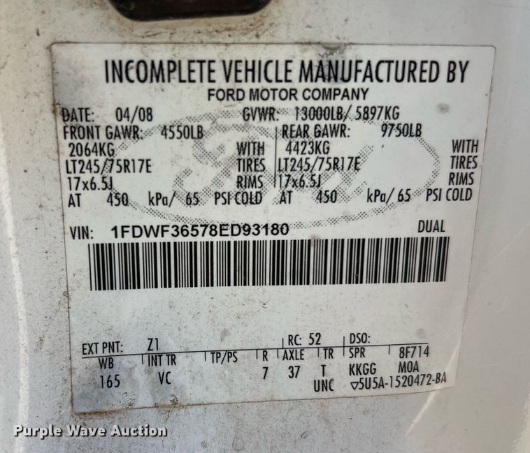 image for item LF9456 2008 Ford F350 Super Duty XL  dump bed pickup truck