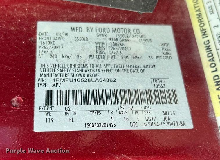 image for item LF9457 2008 Ford Expedition XLT  SUV