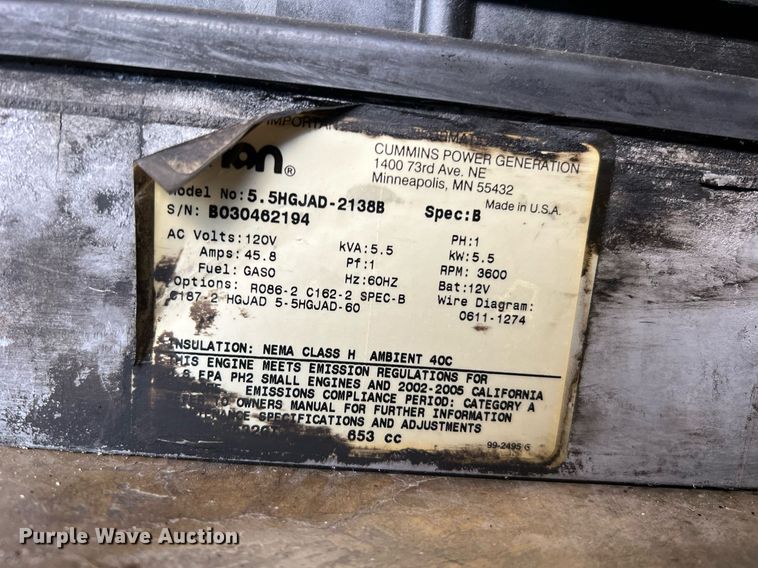 image for item LF9462 (2) Onan generators