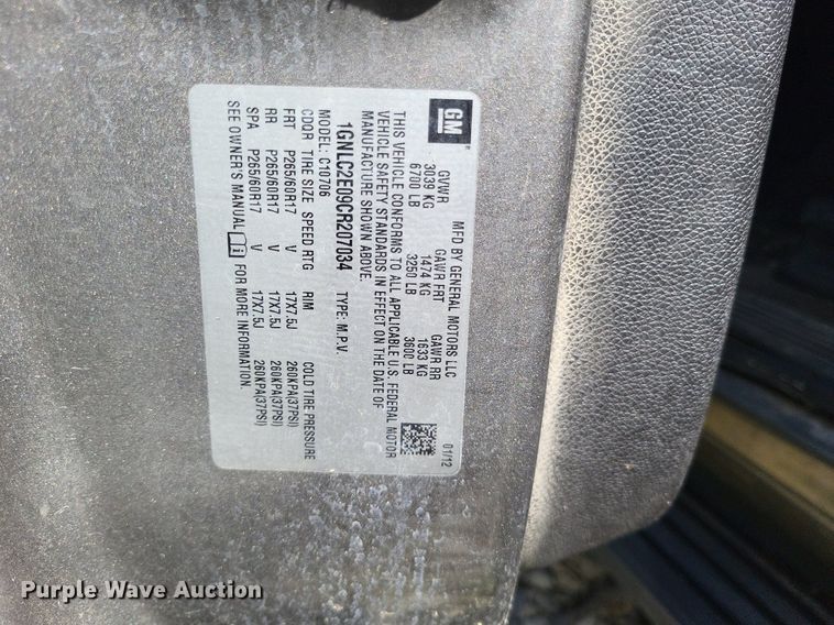 image for item LS9749 2012 Chevrolet Tahoe Police SUV