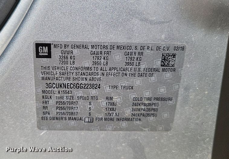 image for item LS9752 2016 Chevrolet Silverado 1500 Crew Cab pickup truck