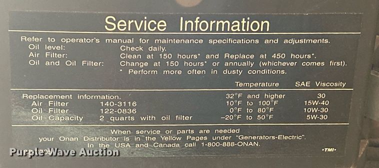 image for item MD9035 Onan CMM 5500  generator