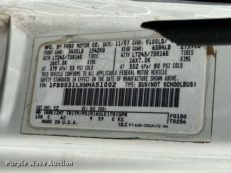 image for item ML9254 1998 Ford Club Wagon  van