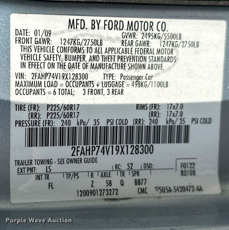 image for item ML9256 2009 Ford Crown Victoria LX