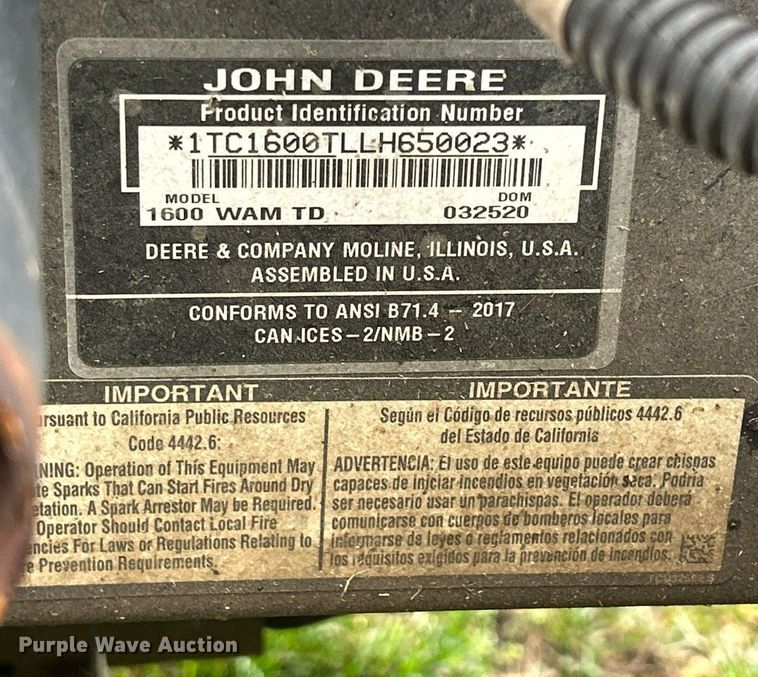 image for item MO9041 John Deere 1600 Turbo Series III  lawn mower