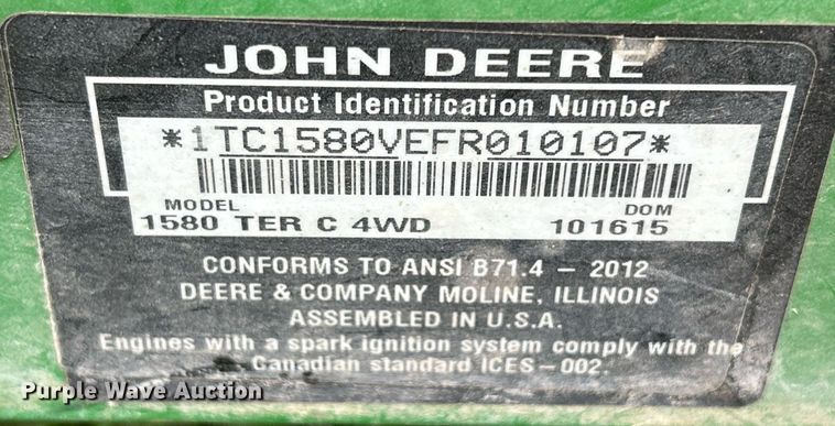 image for item MO9044 John Deere 1580  lawn mower