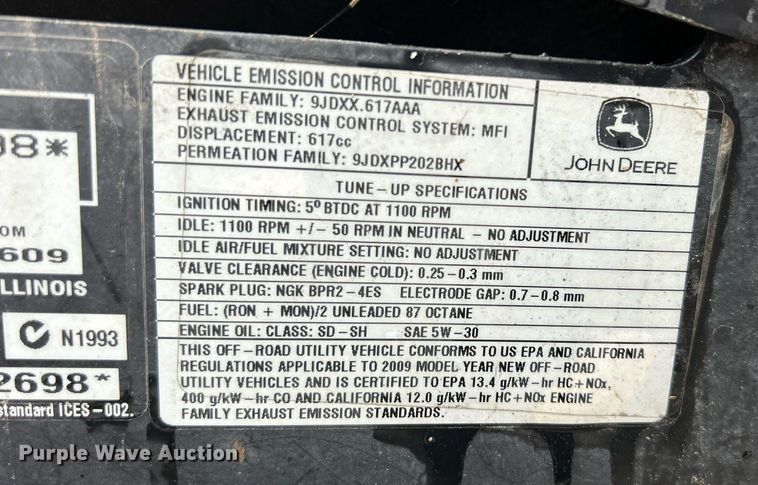 image for item MO9046 2009 John Deere Gator XUV 620i  utility vehicle