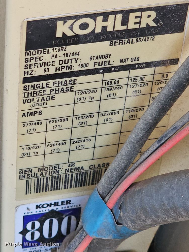 image for item MP9403 2000 Kohler 100RZ  generator