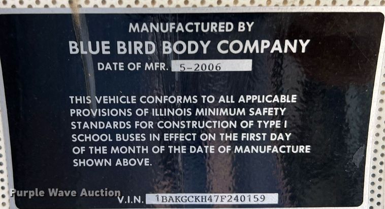 image for item NA9098 2007 Blue Bird  school bus