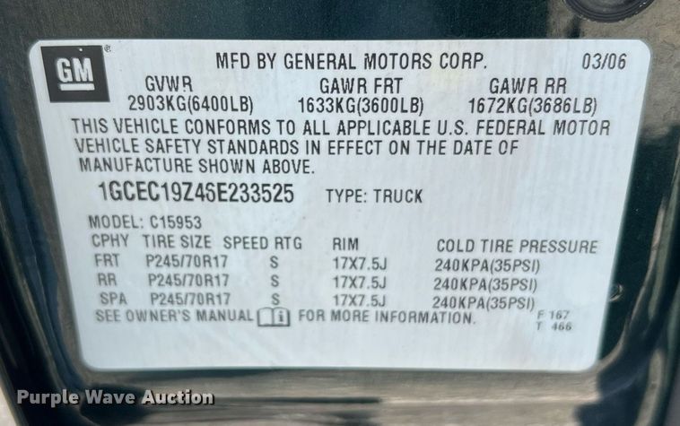 image for item NA9188 2006 Chevrolet Silverado 1500  Ext. Cab pickup truck