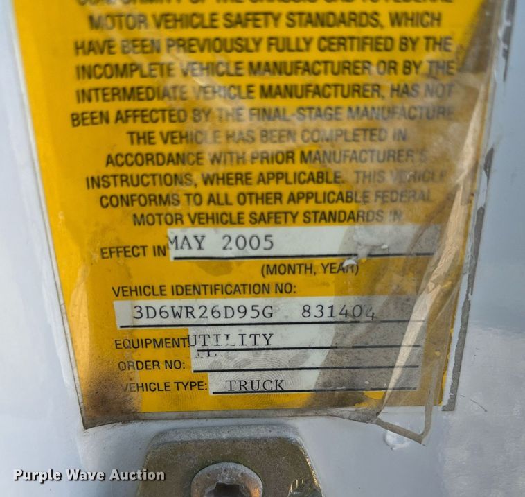 image for item NA9190 2005 Dodge Ram 2500  utility bed pickup truck