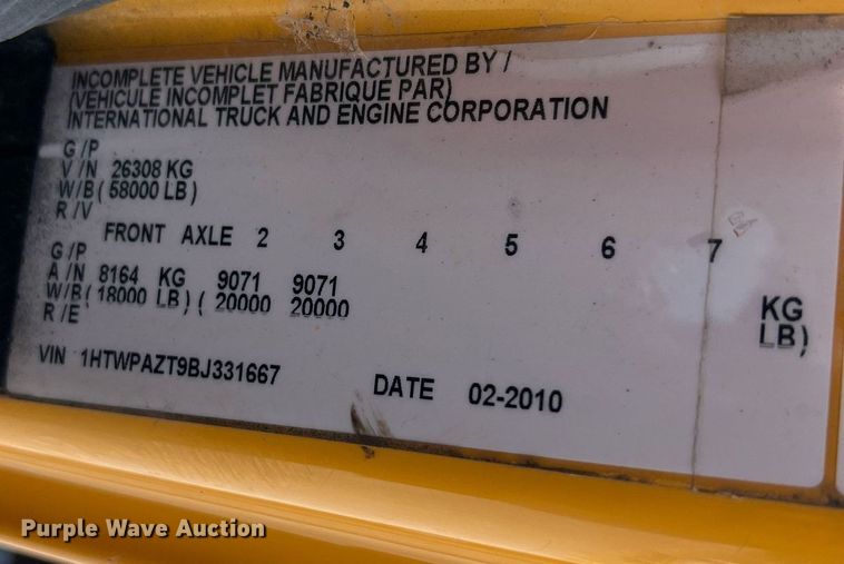 image for item NA9193 2011 International WorkStar 7500  dump truck