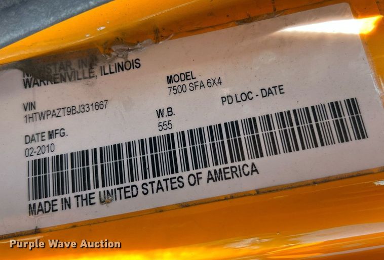 image for item NA9193 2011 International WorkStar 7500  dump truck