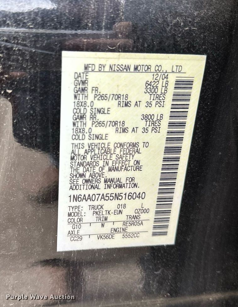 image for item NQ9308 2005 Nissan Titan