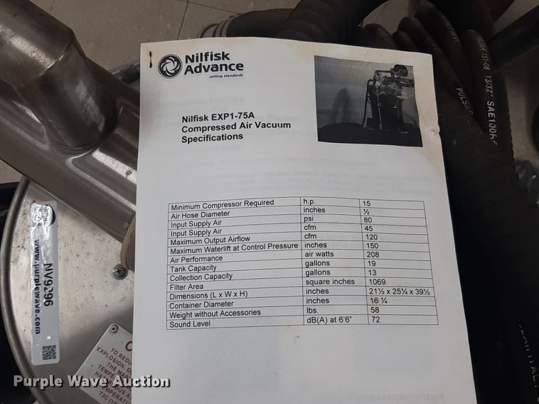 image for item NV9296 Nilfisk-Advance EXP1-75A compressed air vacuum