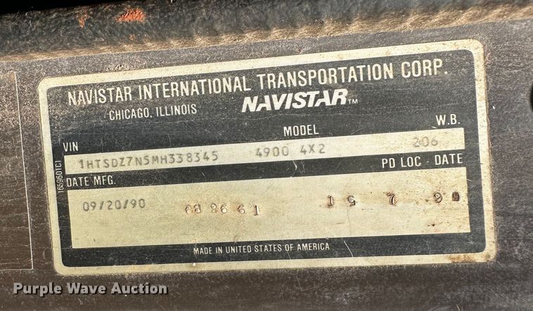 image for item OC9156 1991 International 4900  refuse truck