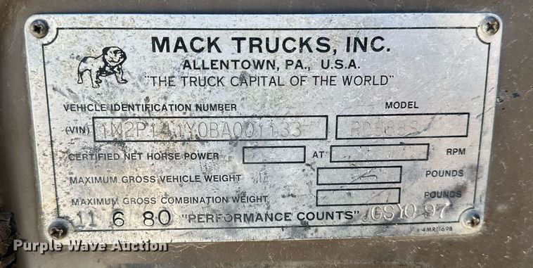 image for item OG9170 1980 Mack RD688S  semi truck