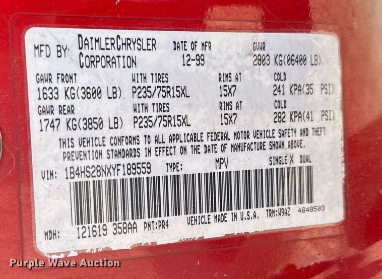 image for item OG9177 2000 Dodge Durango  SUV