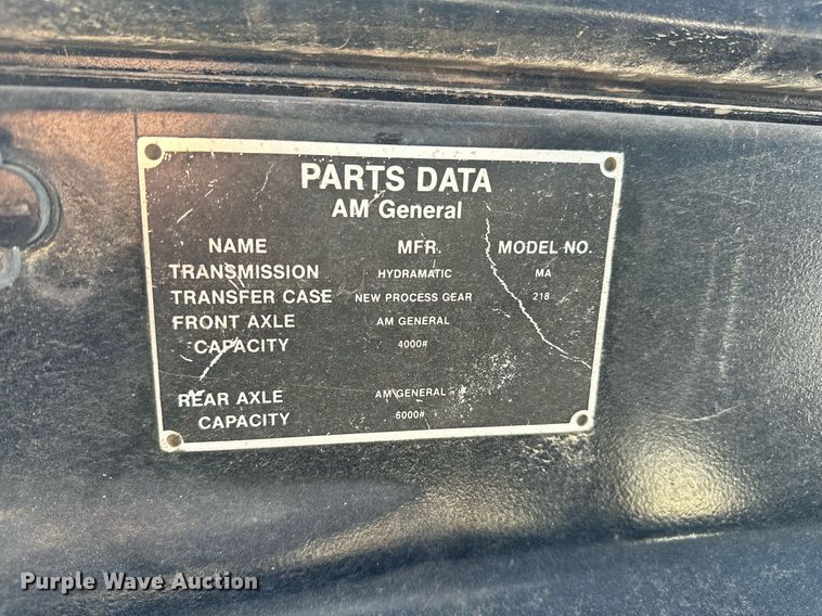 image for item OG9179 1989 Am General M998  SUV