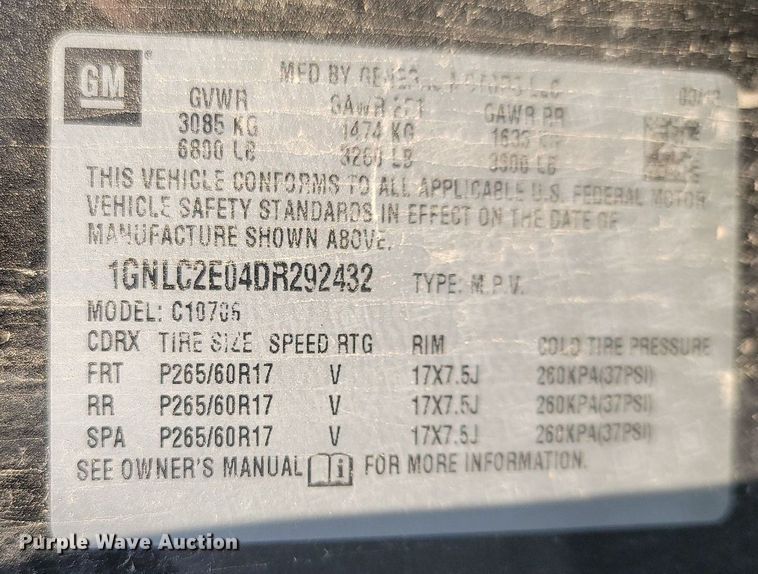 image for item OG9355 2013 Chevrolet Tahoe Police  SUV