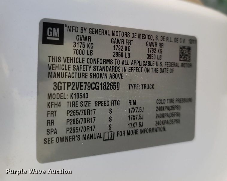 image for item OG9358 2012 GMC Sierra 1500  Crew Cab pickup truck