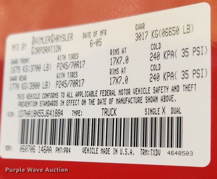 image for item OG9362 2005 Dodge Ram 1500  Quad Cab pickup truck