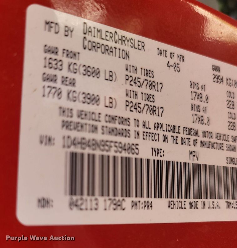 image for item OG9366 2005 Dodge Durango  SUV