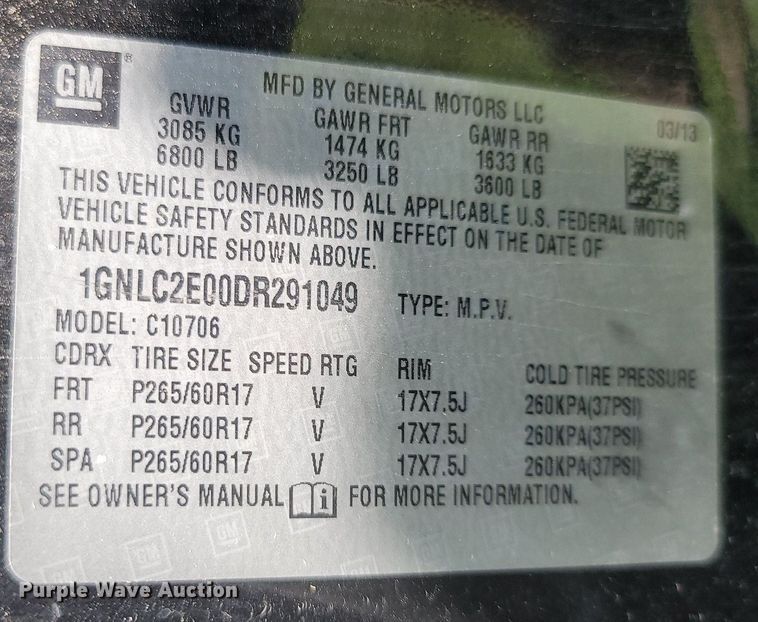 image for item OG9369 2013 Chevrolet Tahoe Police  SUV