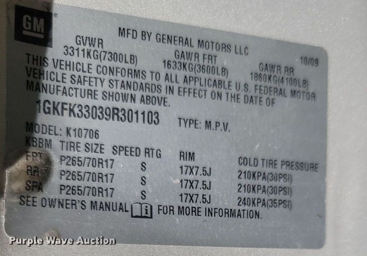 image for item OG9373 2009 GMC Yukon  SUV