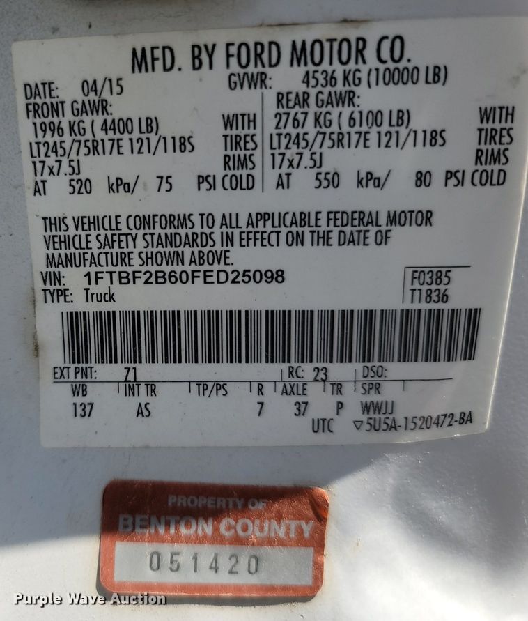 image for item OG9375 2015 Ford F250  pickup truck