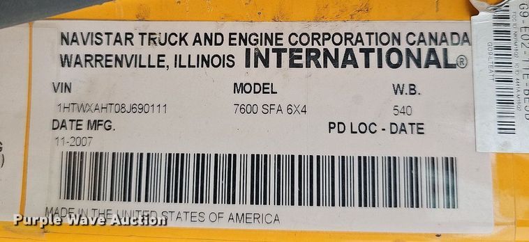 image for item OG9389 2008 International Work Star 7600  dump truck