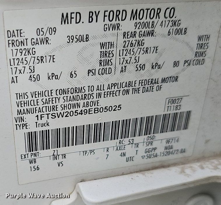 image for item OG9390 2009 Ford F250  Crew Cab utility bed pickup truck