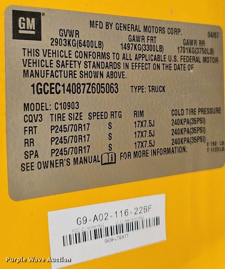 image for item OG9394 2007 Chevrolet Silverado 1500  pickup truck