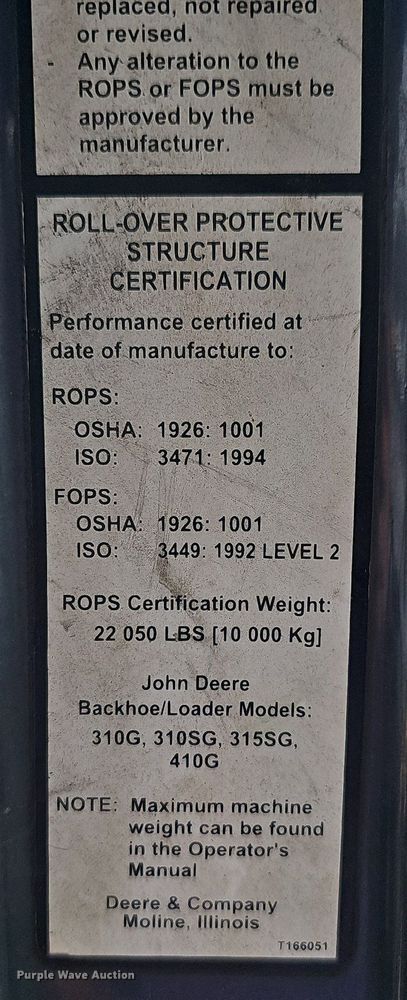 image for item OG9395 2005 John Deere 310SG  backhoe