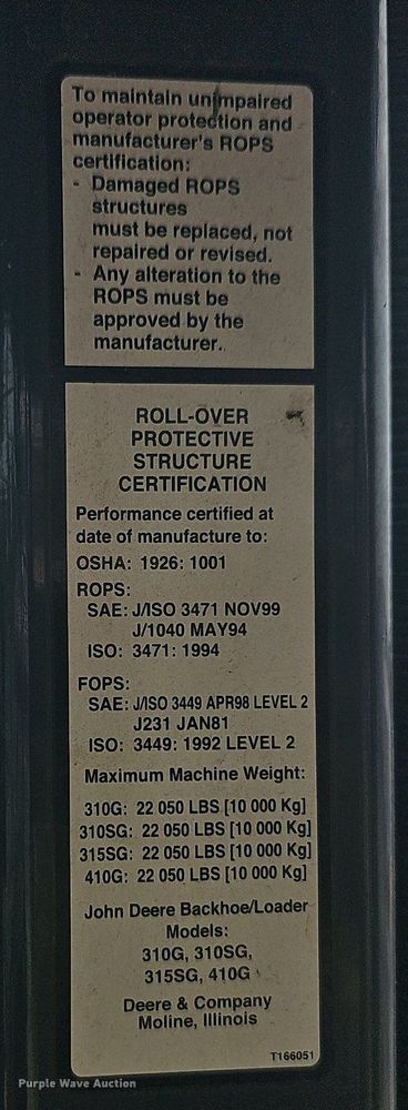 image for item OG9398 2003 John Deere 410G  backhoe