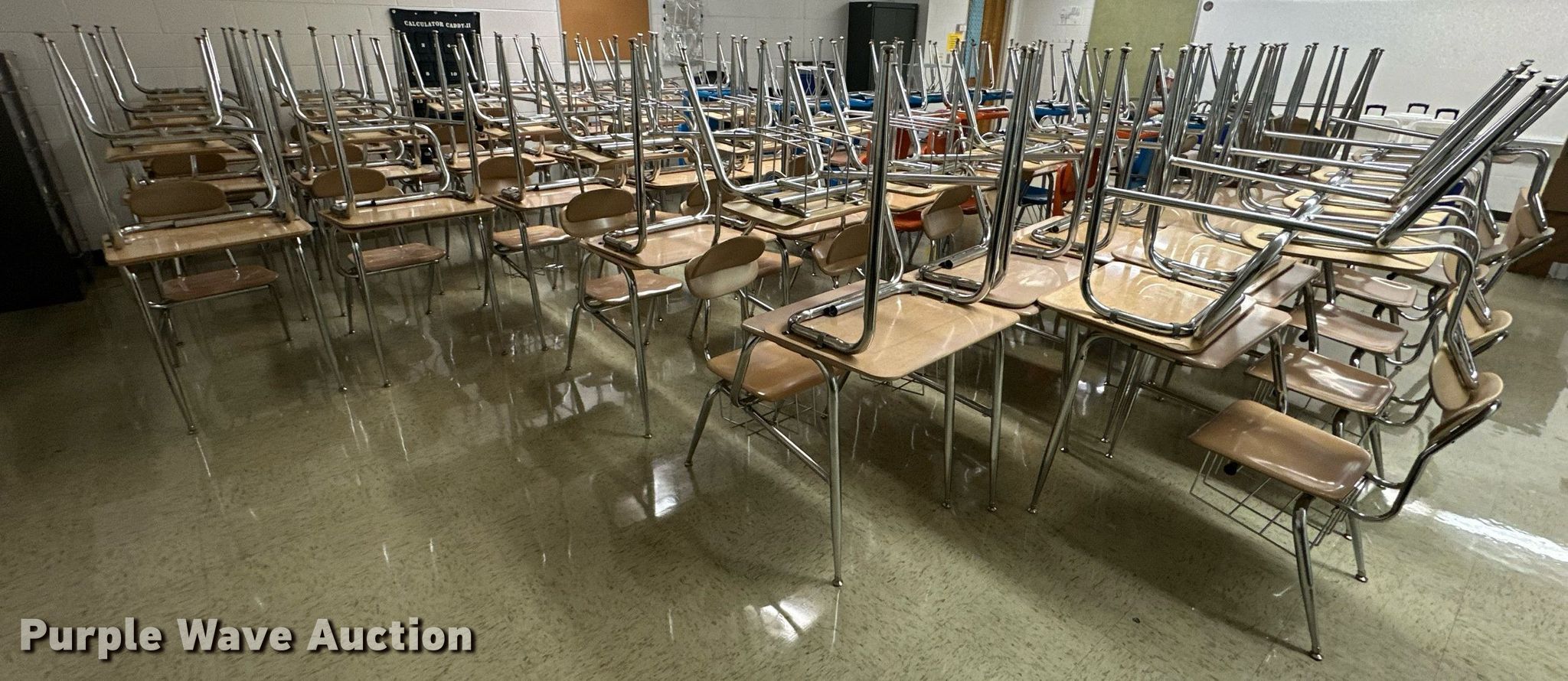 Approximately 80 school desks in McLouth, KS Item OF9070 sold