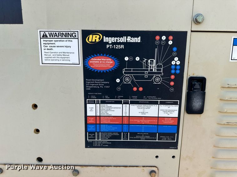 image for item DJ6198 2005 Ingersoll Rand PT-125R  pneumatic roller