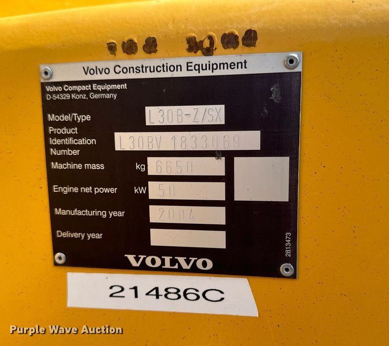 image for item DJ6203 2004 Volvo L30B  wheel loader