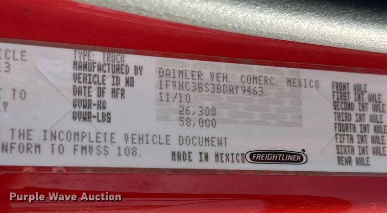 image for item DJ6226 2011 Freightliner Business Class M2 106  dump truck