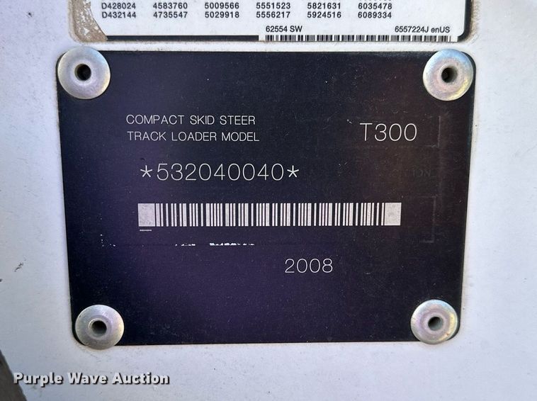 image for item DN8639 2008 Bobcat T300  tracked skid steer loader