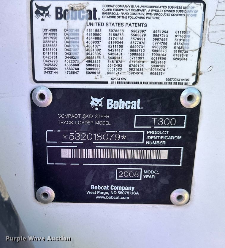 image for item DN8699 2008 Bobcat T300  tracked skid steer loader