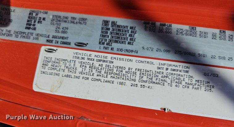 image for item DN8701 2003 Sterling LT7500  dump truck