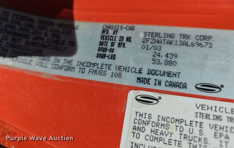 image for item DN8701 2003 Sterling LT7500  dump truck